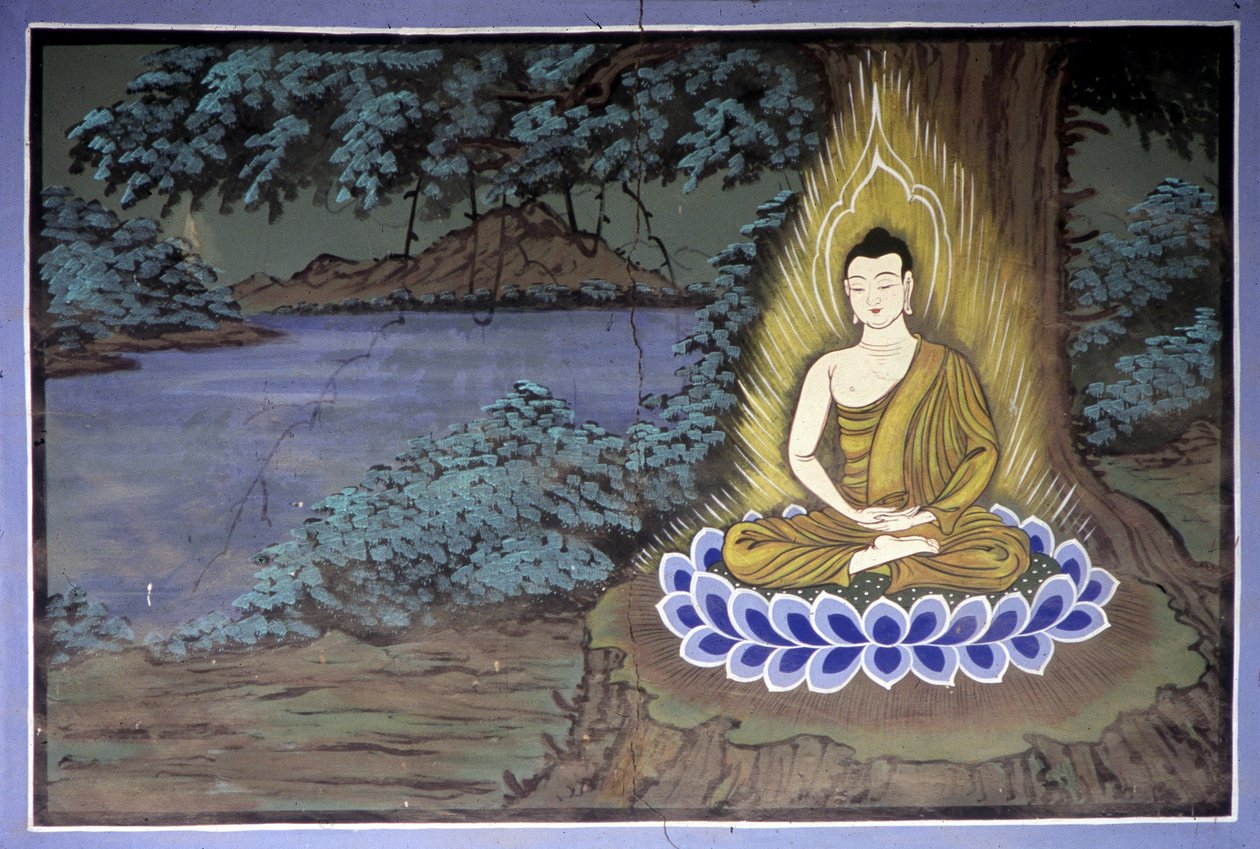 Buddhan elämä: Buddha meditaatiossa - Yongjun temppeli, Suwonin alue, Etelä-Korea. tekijältä School Korean