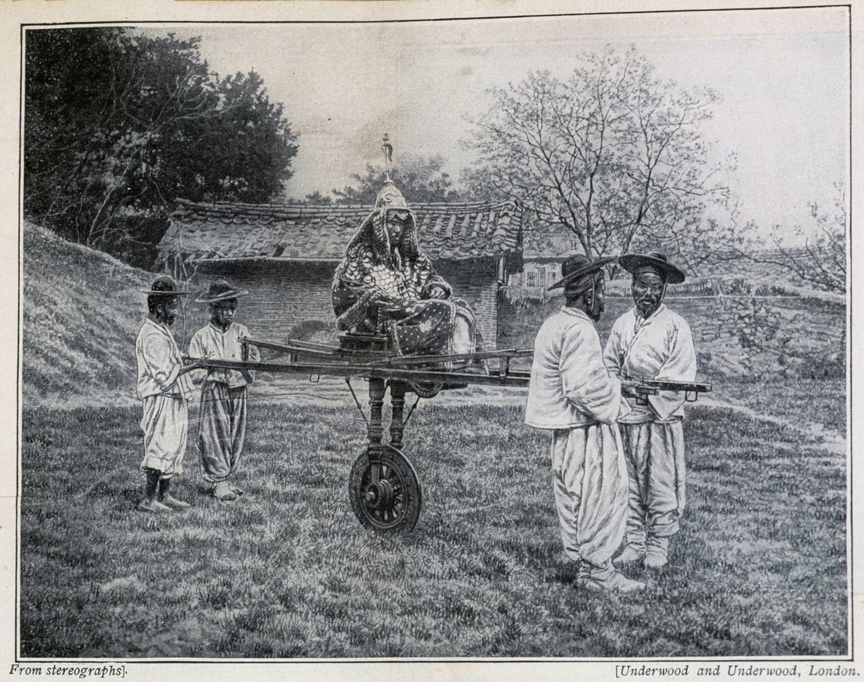 Korean upseeri, sedan-tuolissa, menossa keisarilliseen yleisöön tekijältä School Korean