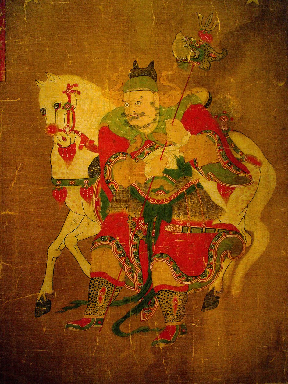 Helvetin sanansaattaja hevosen kanssa, maalaus hamppurullalle, Joseon-kausi, Kree. Soulin kansallismuseo, Korean tasavalta tekijältä School Korean