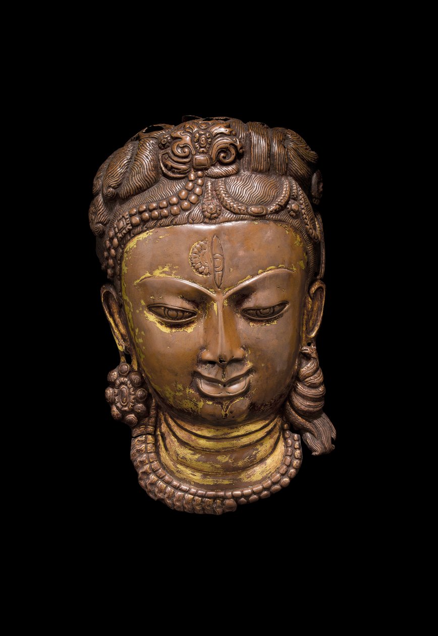 Shiva Ardhanarishvaran naamio, noin 1000-luku (kupari) tekijältä School Nepalese