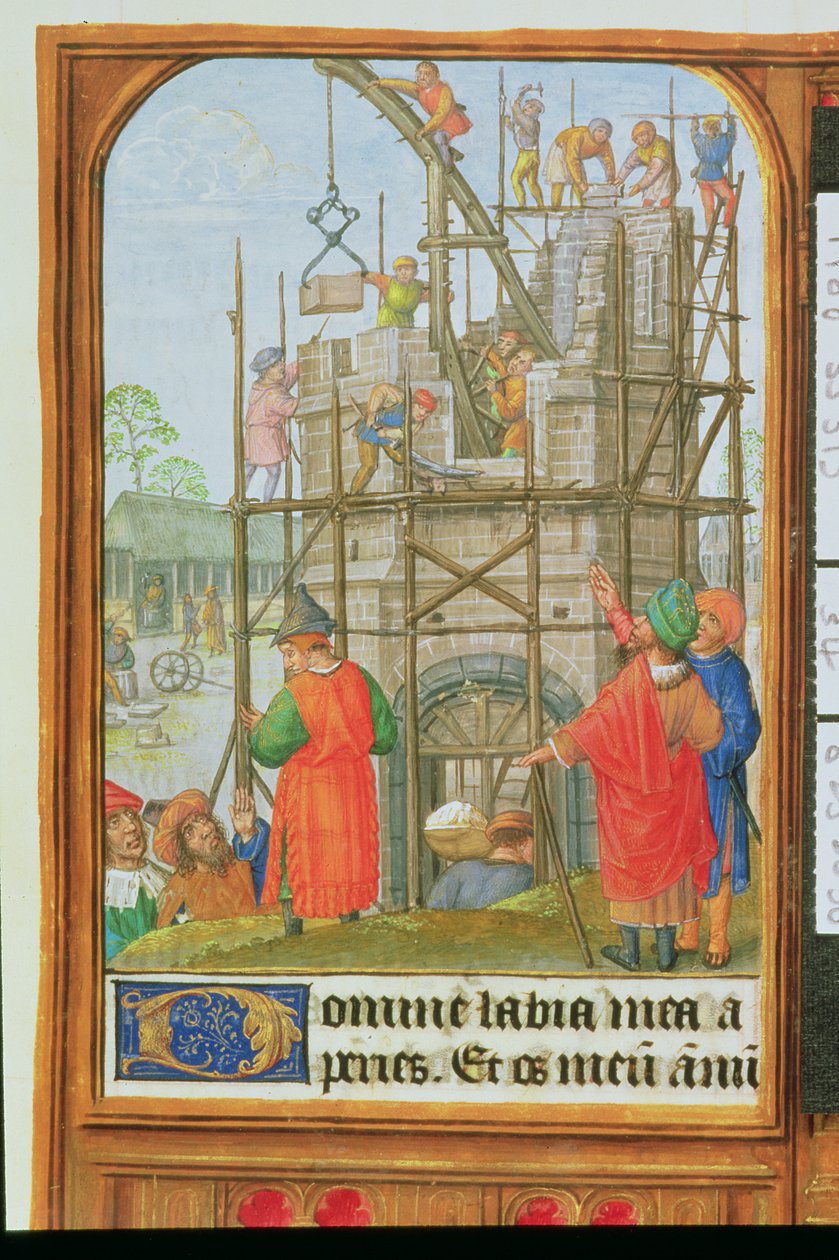 Lisää 35313 f.34 Baabelin tornin rakennus, Bruggessa tai Gentissä, n.1500 (vellum) tekijältä School Netherlandish
