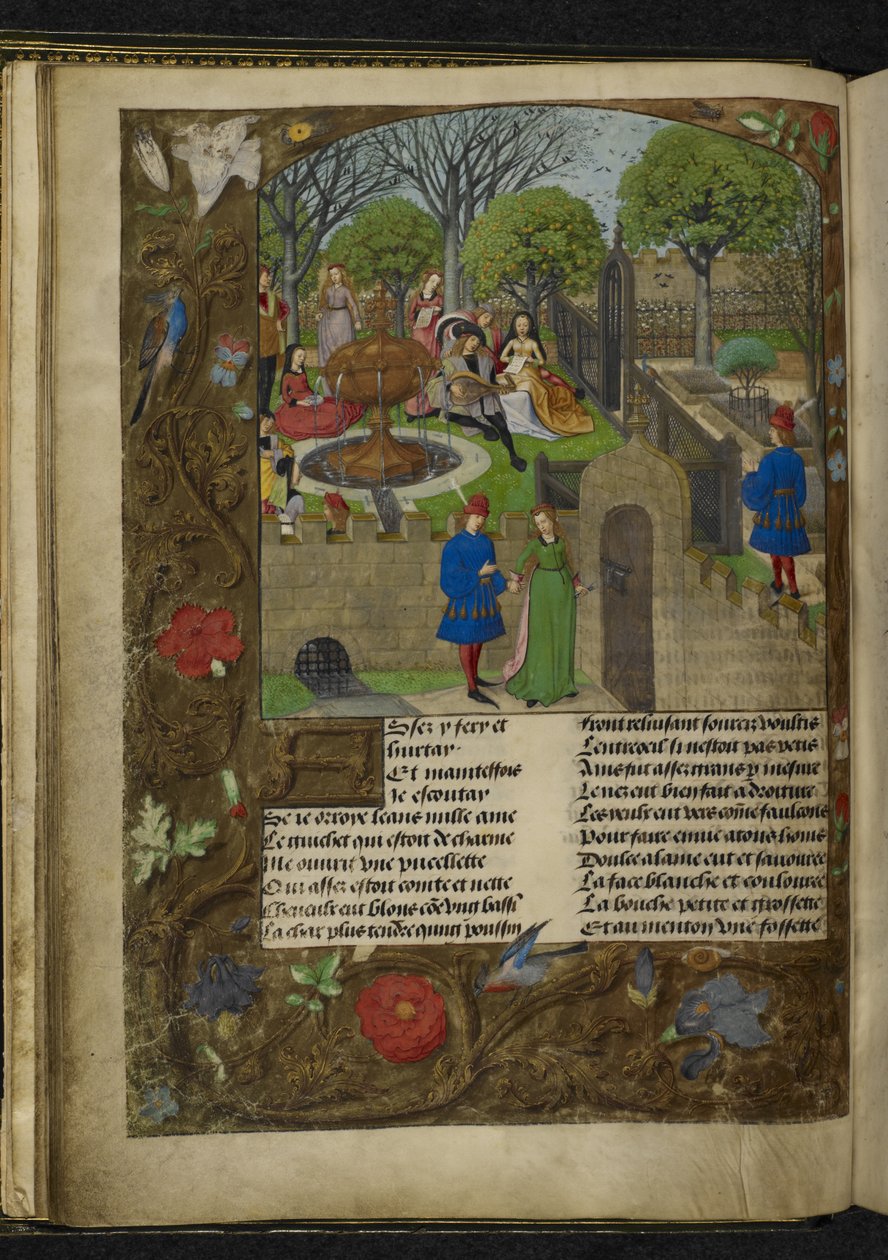 Harley 4425 f. 12v Garden of Pleasure (vellum) tekijältä School Netherlandish
