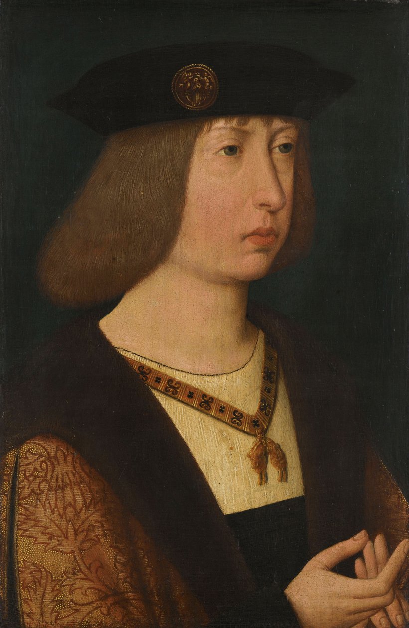 Muotokuva Philip Kauniaasta, Burgundin herttuasta, n. 1500 (öljy paneelissa) tekijältä School Netherlandish