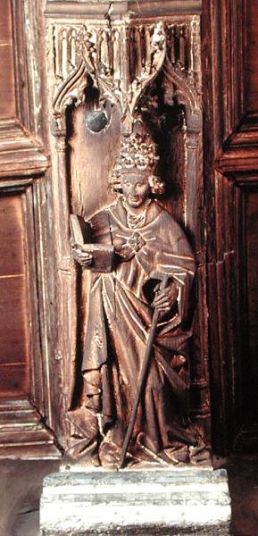 St. Gregory, yksi neljästä kirkon latinalaisista isästä (puu) tekijältä School Netherlandish