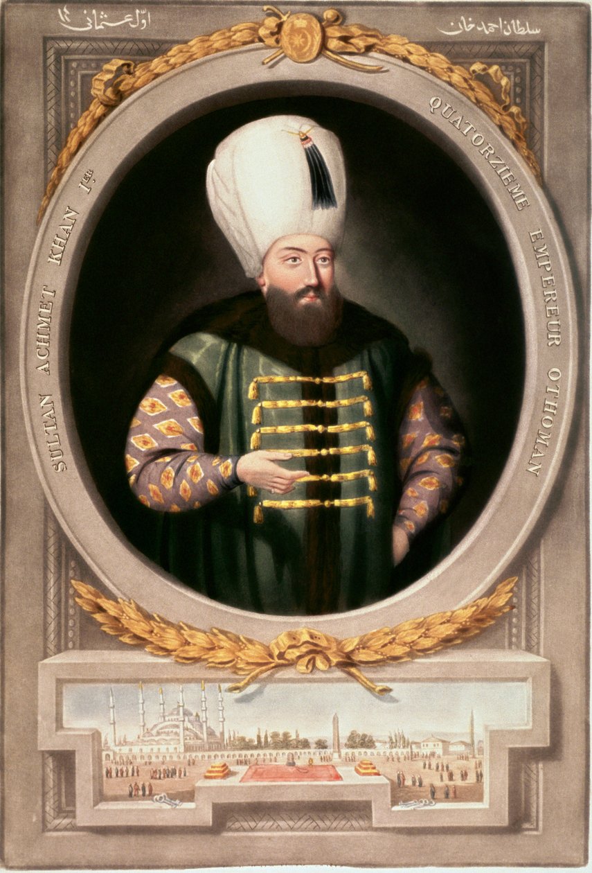 Ottomaanien valtakunta: Muotokuva sulttaani Ahmed I:stä (1590-1617)”” Topkapi Sarayi Istanbulin museon pienoiskirjasto tekijältä School Ottoman
