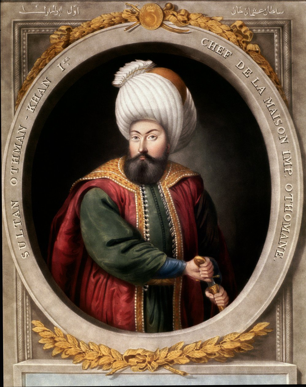 Ottomaanien valtakunta: muotokuva ensimmäisestä ottomaanien sulttaani Osman I:stä (1299-1326). Topkapi Sarayi Istanbulin kirjasto tekijältä School Ottoman