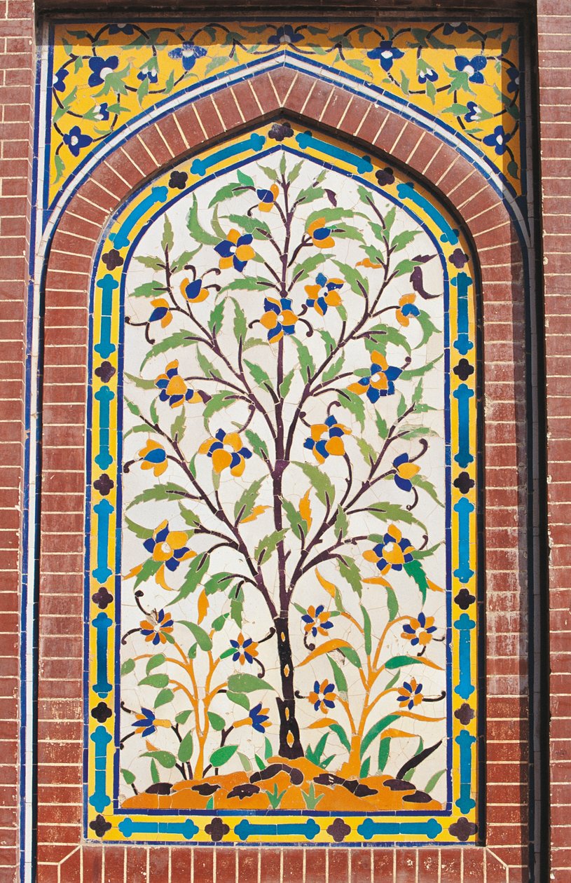 Kukkiva puu, Majolikakoristeet, Wazir Khanin moskeija (1600-luku), Lahore, Punjab, Pakistan tekijältä School Pakistani