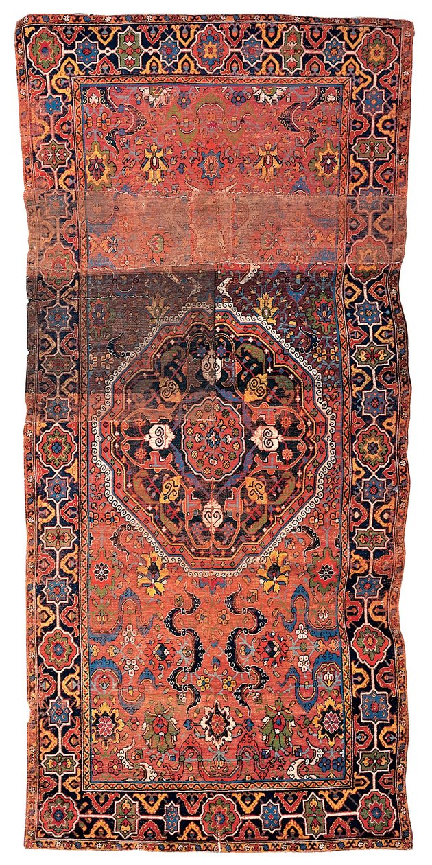 Medaljonkimatto, luultavasti persialainen Kurdistan, 1600-luvun loppu tai 1700-luvun alku (villaa ja puuvillaa) tekijältä School Persian