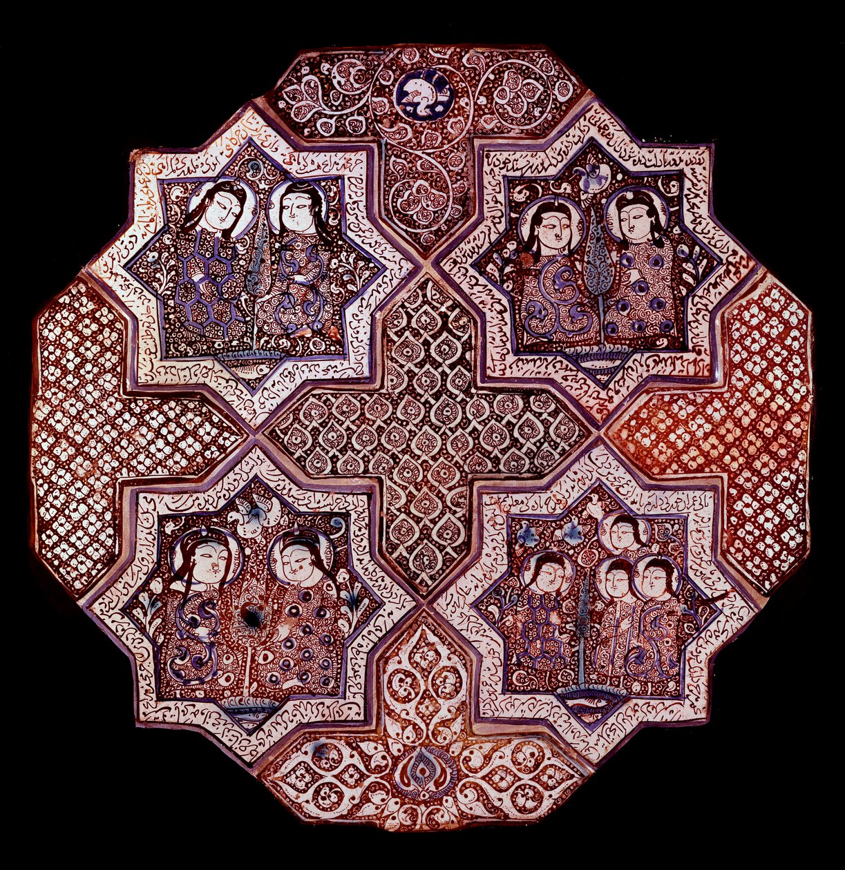 Persialainen taide: fragmentti seinäfaianssipaneelista, Damghanista. Washington. Taidemuseo tekijältä School Persian