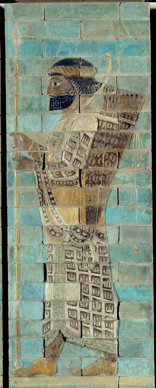 El fris dels arquers, del palau de Darius I, rei de Pèrsia, a Susa (segle V aC). Part inferior de relleu de maó enviada per correu electrònic. París, Museu del Louvre.finlandès tekijältä School Persian