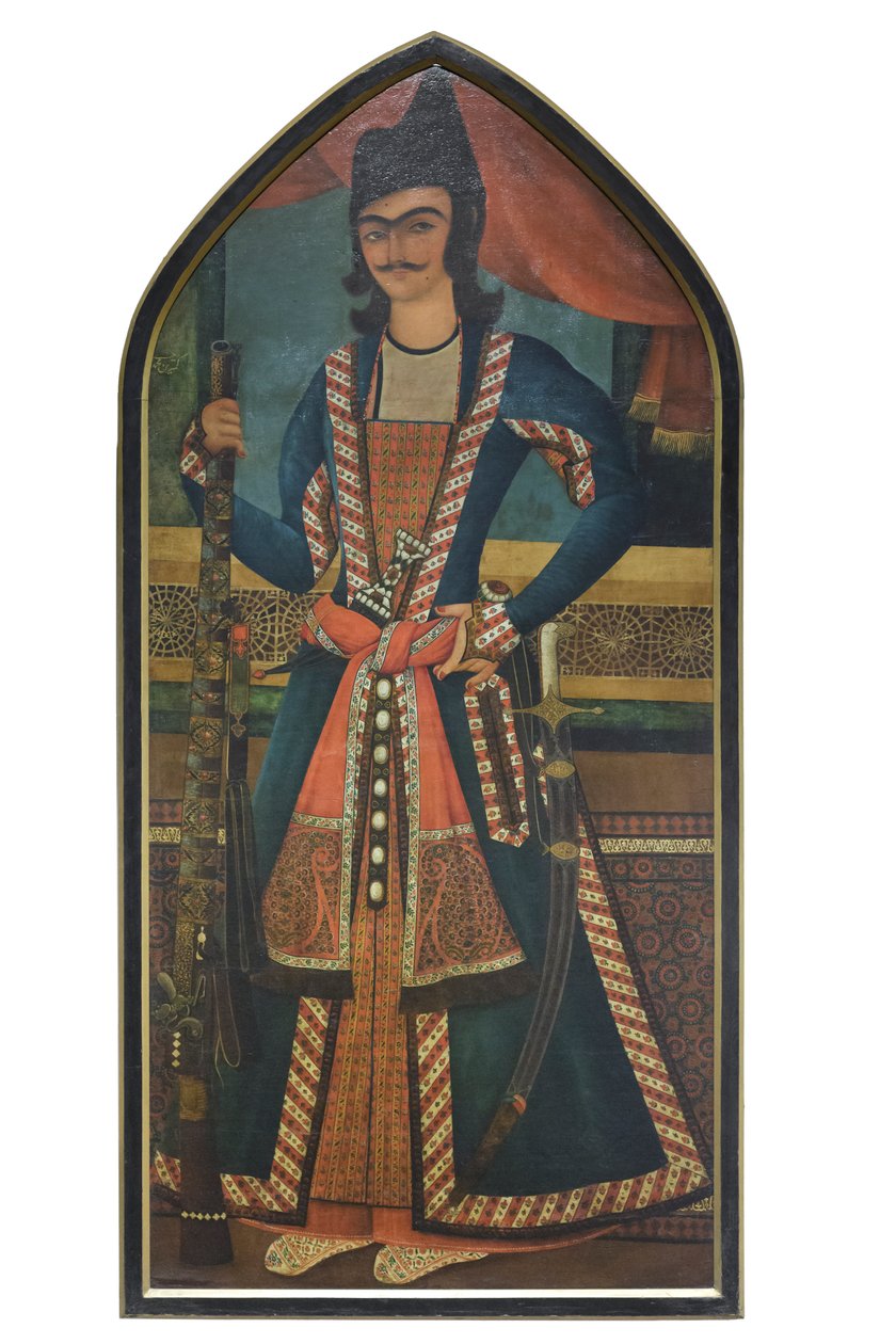Qajar-prinssin, mahdollisesti Bahram Mirzan, Abolhassan (öljy kankaalle) tekijältä School Qajar