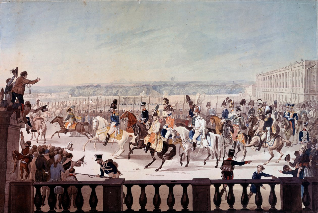 Alexandre I (1777-1825) Paris Place de la Concordessa. Venäläisen koulun maalaus tekijältä School Russian