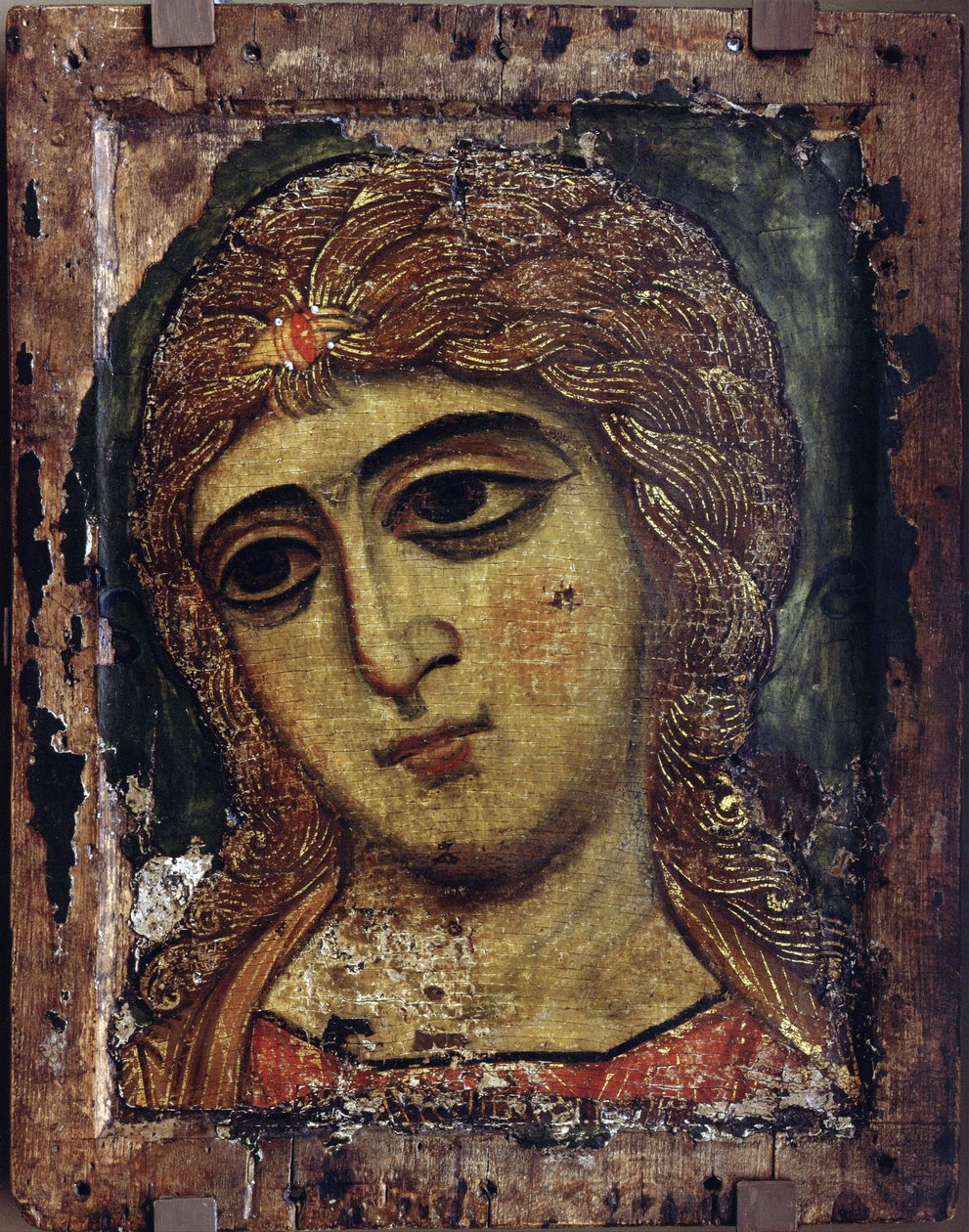 Arkkienkeli Gabriel - Arkkienkeli Gabriel (Kultahiuksinen enkeli) - Venäjän ikoni - n. 1200 - Tempera paneelissa - 49x38,5 - Venäjän valtionmuseo, Pietari tekijältä School Russian