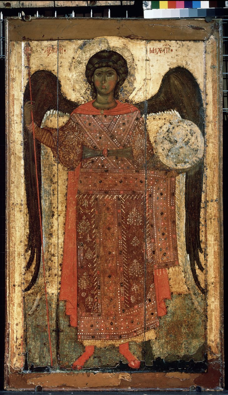 ""Arkkienkeli Pyhä Mikael"" venäläinen ikoni. Maalaus puulle. Noin 1300. Valtion Tretjakovin galleria, Moskova tekijältä School Russian
