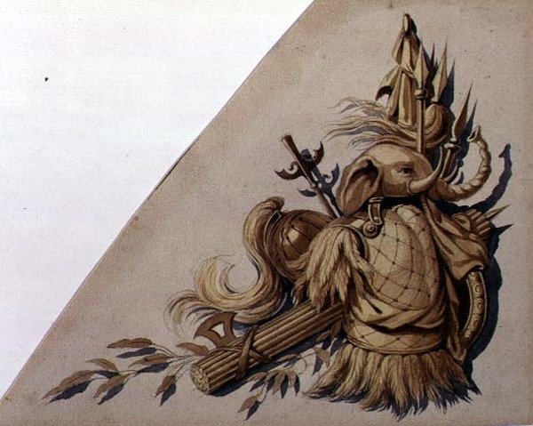 Uusklassiset asetrofeet: Intia, noin 1825 (vesiväri paperille). tekijältä School Russian