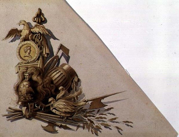 Uusklassiset asetrofeet, Venäjä, noin 1825 (vesiväri paperille). tekijältä School Russian