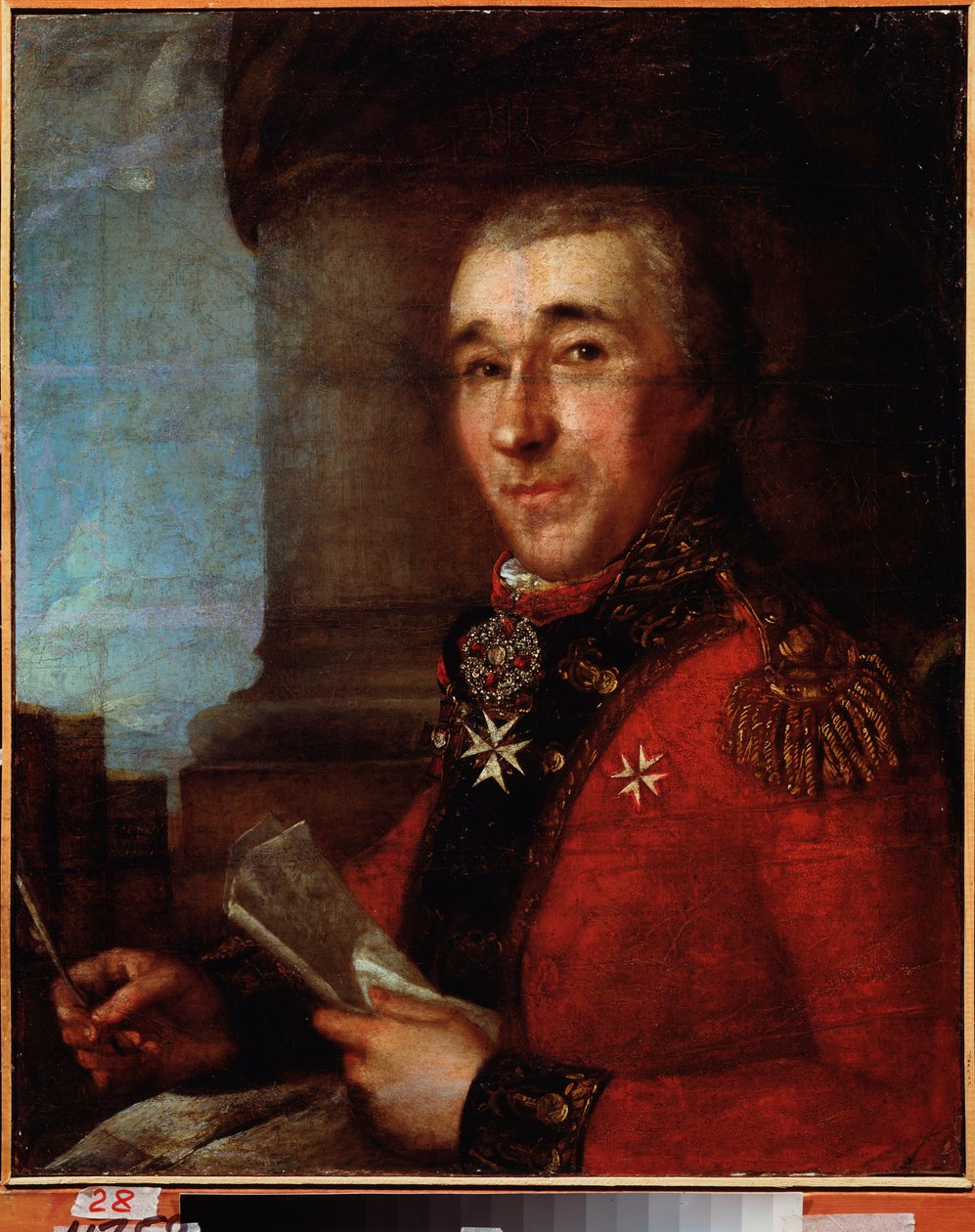Kenraali kreivi Aleksei Arakchejev (Alexis Arakchejev) (Arakcheev) (1769-1834) muotokuva. Venäläisen mestarin maalaus, öljy kankaalle, 1700-luvun loppu. Kaukoidän taidemuseo, Habarovsk (Venäjä). tekijältä School Russian