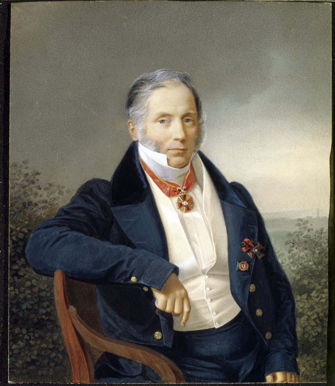Taidemaalari Alexander Sauerweldin (1782-1844) muotokuva. (Muotokuva maalari A. Sauerweldistä). Nimetön maalaus, öljy kankaalle, debyytti 1800-luvulla. venäläistä taidetta tekijältä School Russian