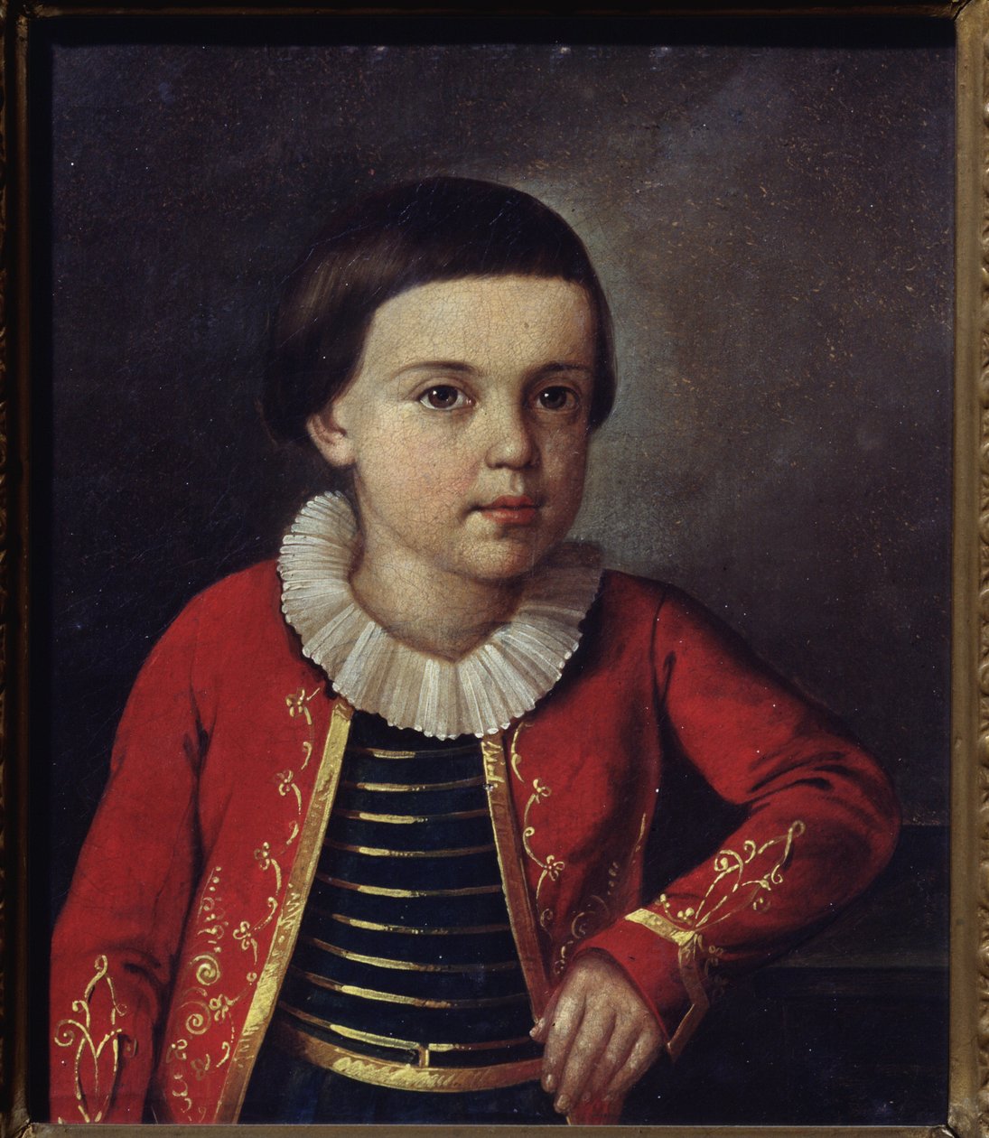 Runoilija Mihail Lermontovin (1814-1841) muotokuva lapsena. Venäläisen mestarin maalaus, öljy kankaalle tekijältä School Russian