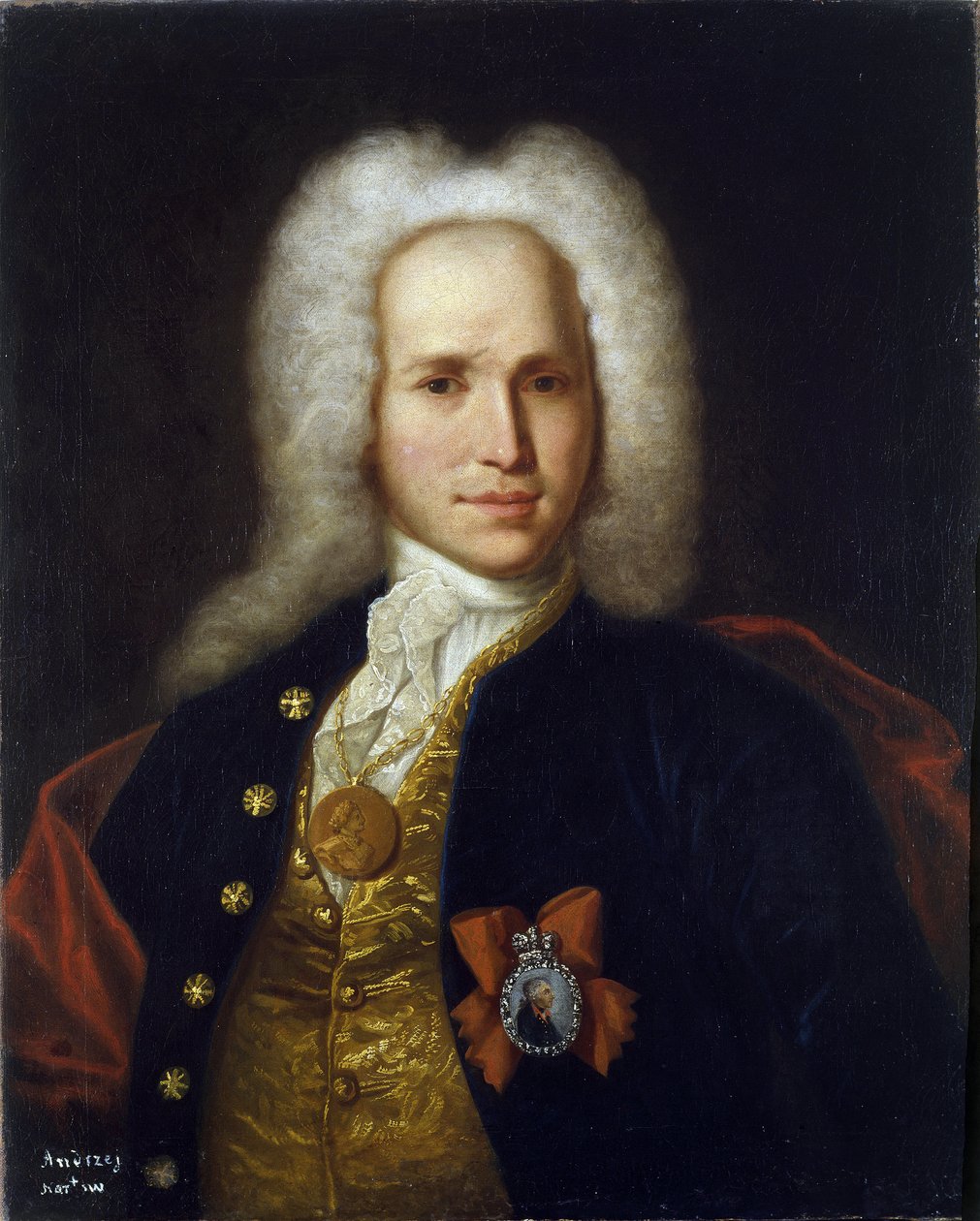 Muotokuva tiedemiehestä, sotainsinööristä ja keksijästä Andrei Nartovista (1683-1756). (Tutkijan, sotainsinöörin ja keksijän A. Nartovin muotokuva). Anonyymi maalaus, öljy kankaalle, noin 1725. Venäläistä taidetta tekijältä School Russian