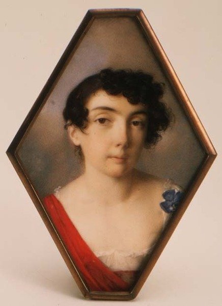 Muotokuva Anna Mikhailovna Khitrovosta (1782-1846), n. 1802 (akvarelli ja guassi) tekijältä School Russian