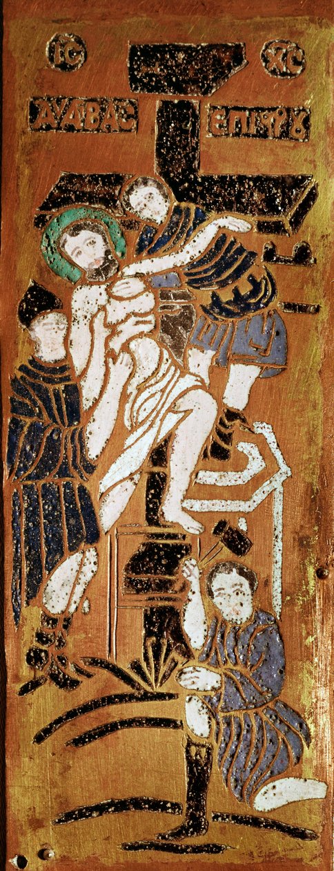 Venäläinen taide, ristiinnaulitseminen, 1500-luvun Madridin emali, Museo Lazaro Galdiano tekijältä School Russian