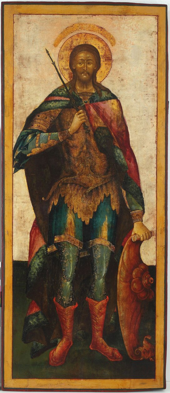 Pyhä Aleksanteri Nevski (1220-1263) - (Saint-Alexandre-Nevski) - Pyhä Aleksanteri Nevski - Venäjän ikoni. Tempera paneelissa, 1700-luvun toinen puoli. Mitat : 142,5x61 cm Ikonen Museum Recklinghausen tekijältä School Russian