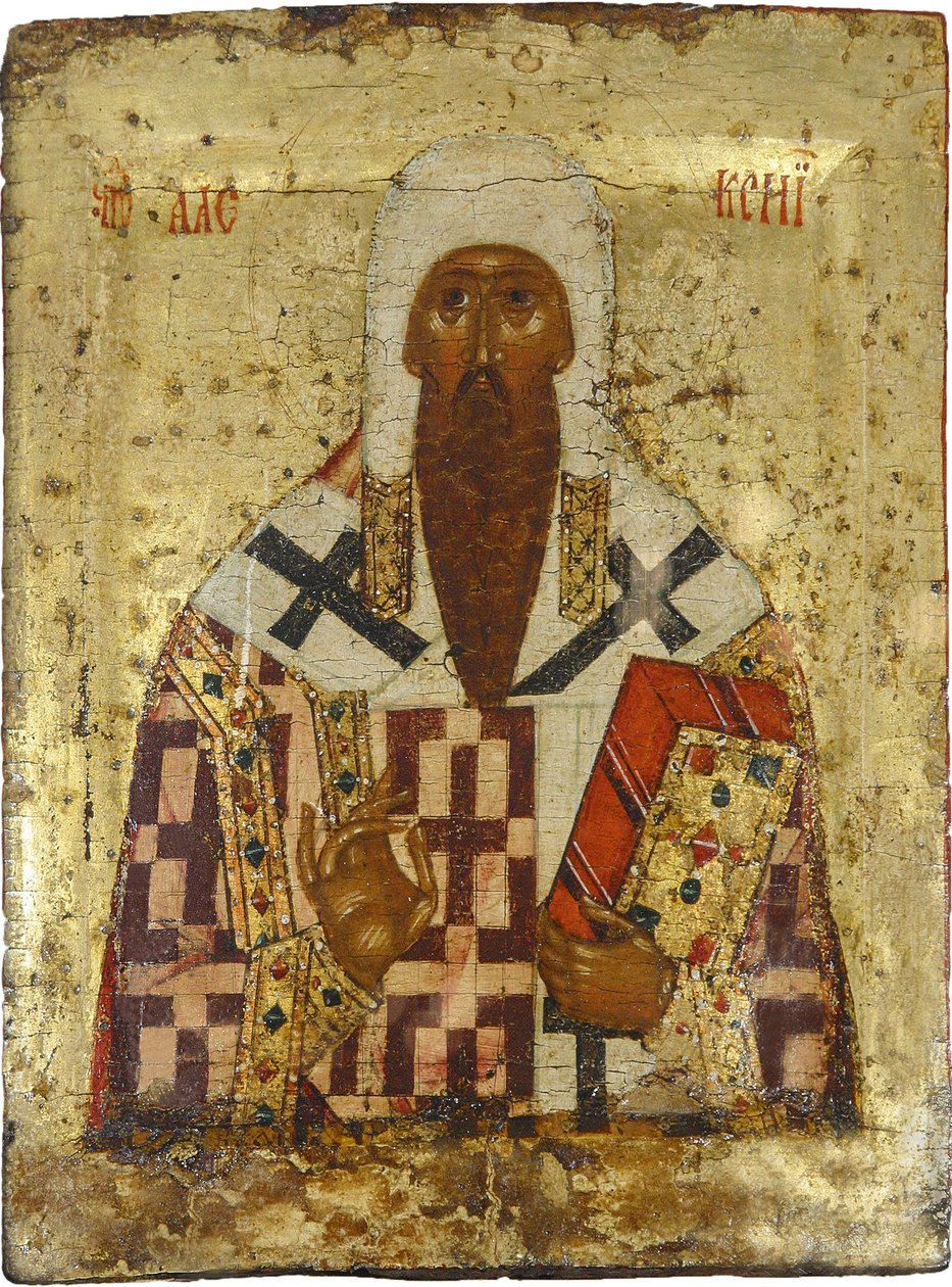 Pyhä Aleksis, Moscoun metropoliitti (1292-1378) - Venäjän ikoni : Saint Metropolit Alexius. Tempera paneelissa, 1400-luvun toinen puolisko, Historian ja taiteen museo, Suzdal tekijältä School Russian
