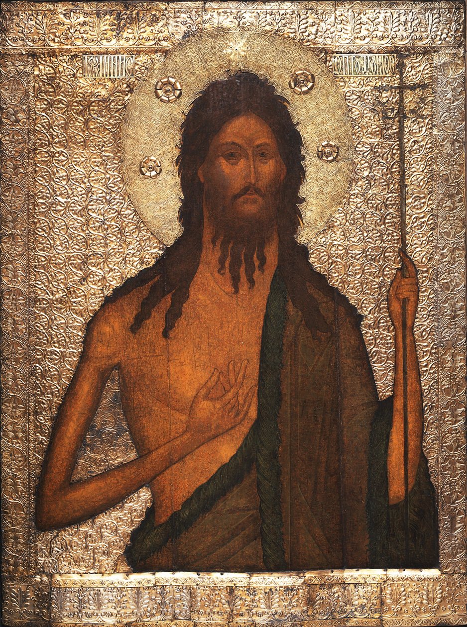Pyhä Johannes Kastaja par venäläinen ikoni, n. 1560 - Tempera paneelissa tekijältä School Russian