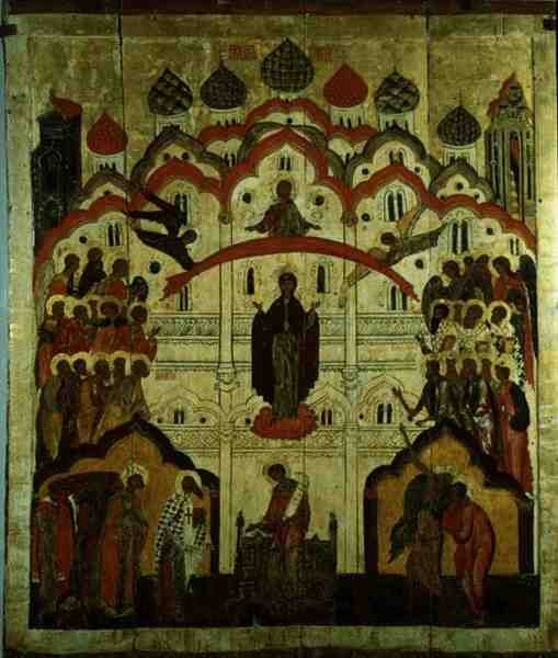 Esirukous, Karjalan esirukouskirkosta (tempera paneelissa) tekijältä School Russian