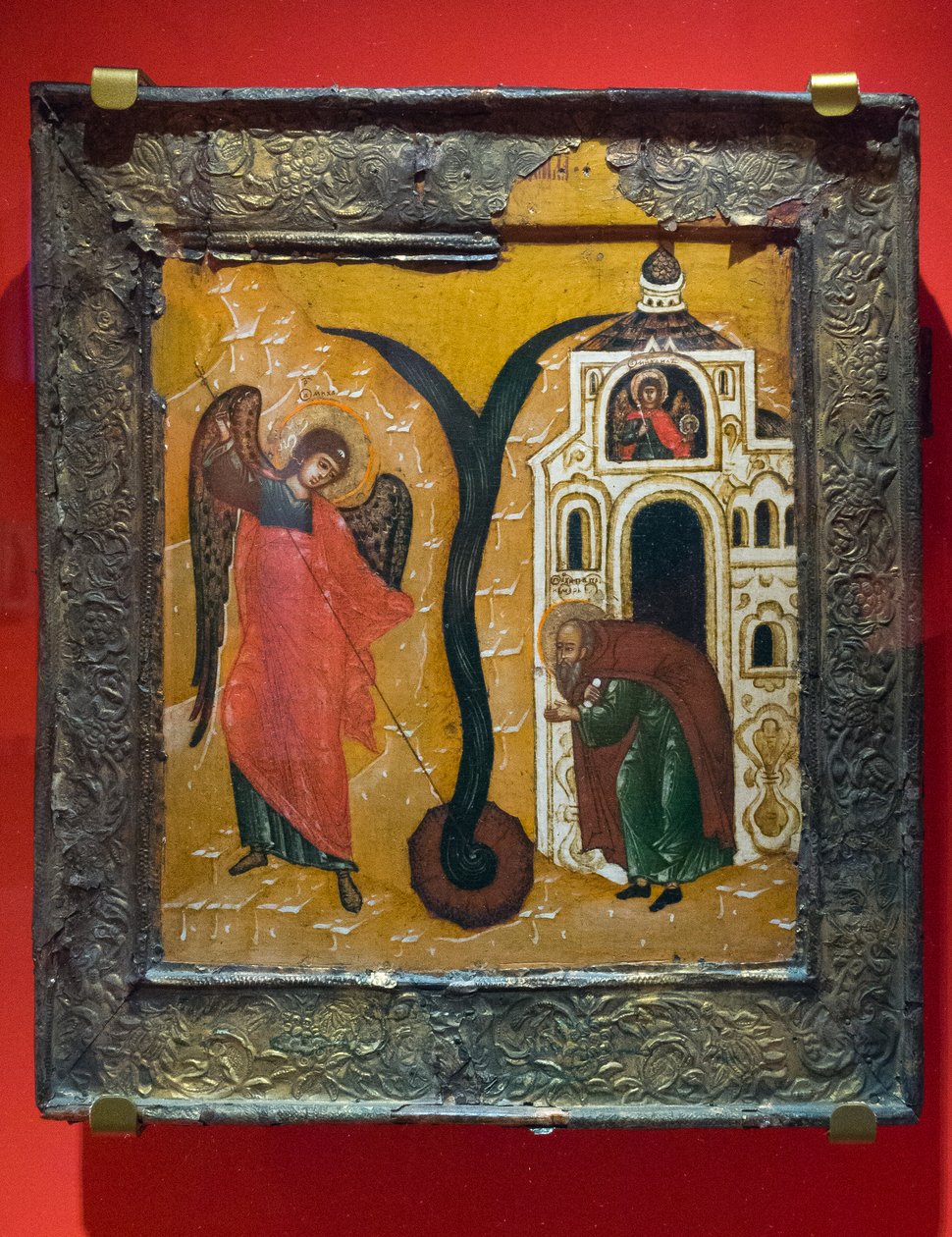 "Arkkienkeli Mikaelin ihme Chonaessa" 1600-luku (tempera puulle) tekijältä School Russian