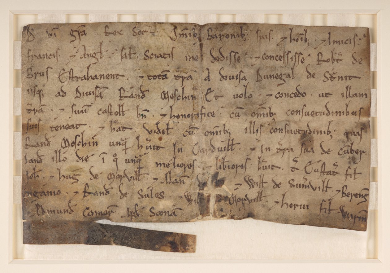 David I:n, Skotlannin kuninkaan (k. 1153) apuraha Robert de Brusille, mikä antoi hänelle Annandalen tekijältä School Scottish