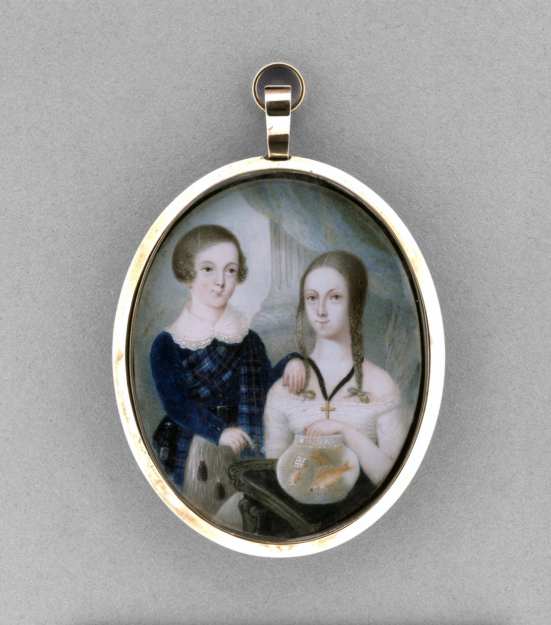 Muotokuva veljestä ja sisaresta, n. 1840 (akvarelli norsunluussa tekijältä Scottish School