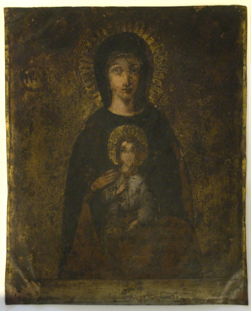 Ristiinnaulitseminen (Madonna On Verso) (öljy kuparilla) tekijältä School Spanish