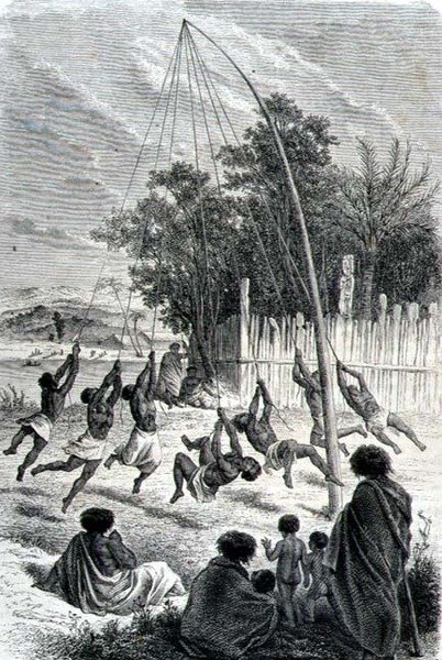 Maori Warriors Playing on a Swing, ilustrasyon mula sa 