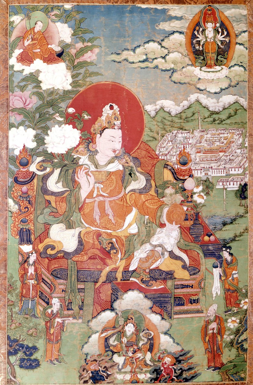 Tiibetin kuningas Sung-Tsen-Gampo 700-luvulta. Tiibetin Thai-ka, Guimetin museo, Pariisi tekijältä School Tibetan