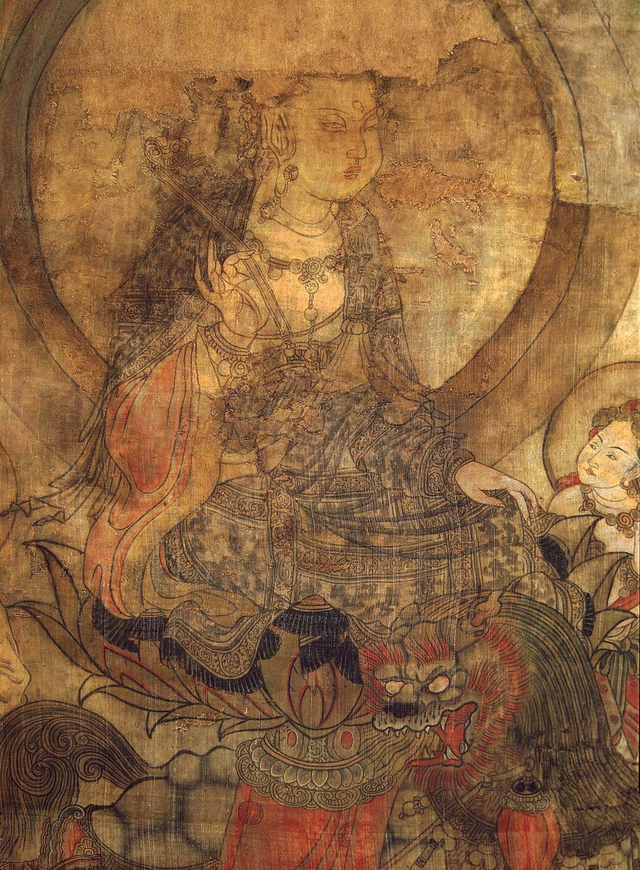 Tiibetin kulttuuri: Manjushri (manjusri). Muste silkille, koko: 96x60 tekijältä School Tibetan