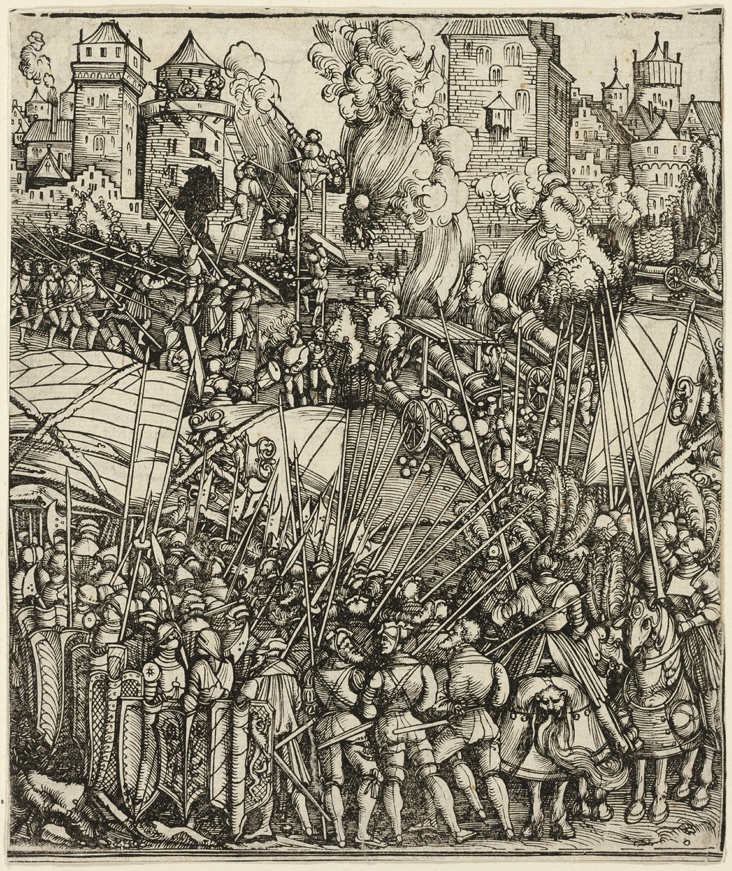 Unkarilaisten karkottaminen Ala-Itävallasta Maximilian I:n riemukaarelta tekijältä School of Albrecht Dürer