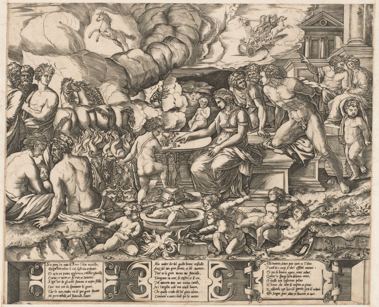 Rakkauden allegoria tekijältä School of Marcantonio Raimondi, after Baccio Bandinelli