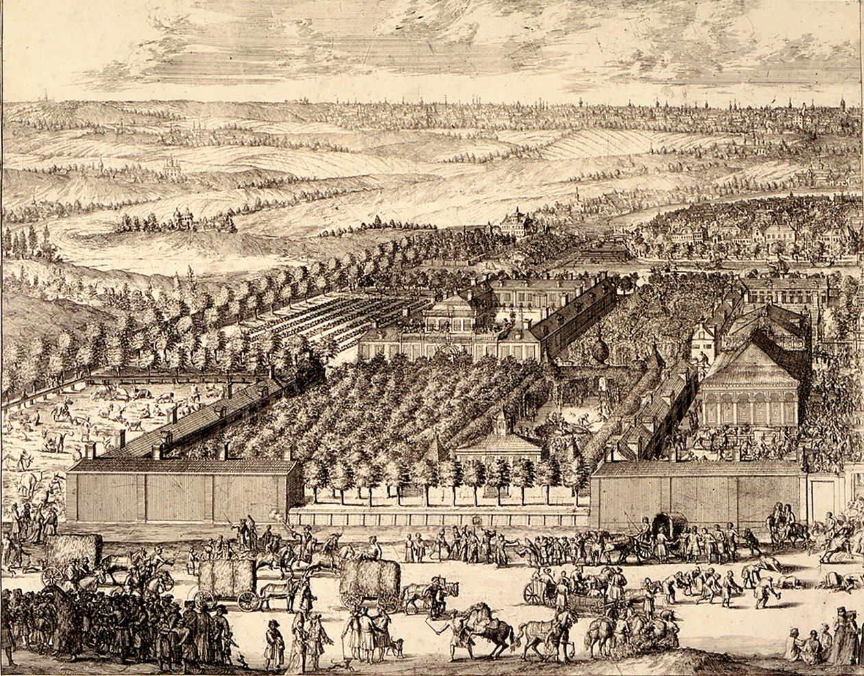 Saksalainen kortteli Nemetskaja sloboda Moskovassa vasen osa, 1705 tekijältä Schoonebeek
