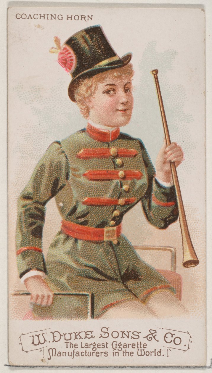 Coaching Horn, Musical Instruments -sarjasta N82 Duke-tuotemerkin savukkeille, 1888, 1888. tekijältä Schumacher and Ettlinger
