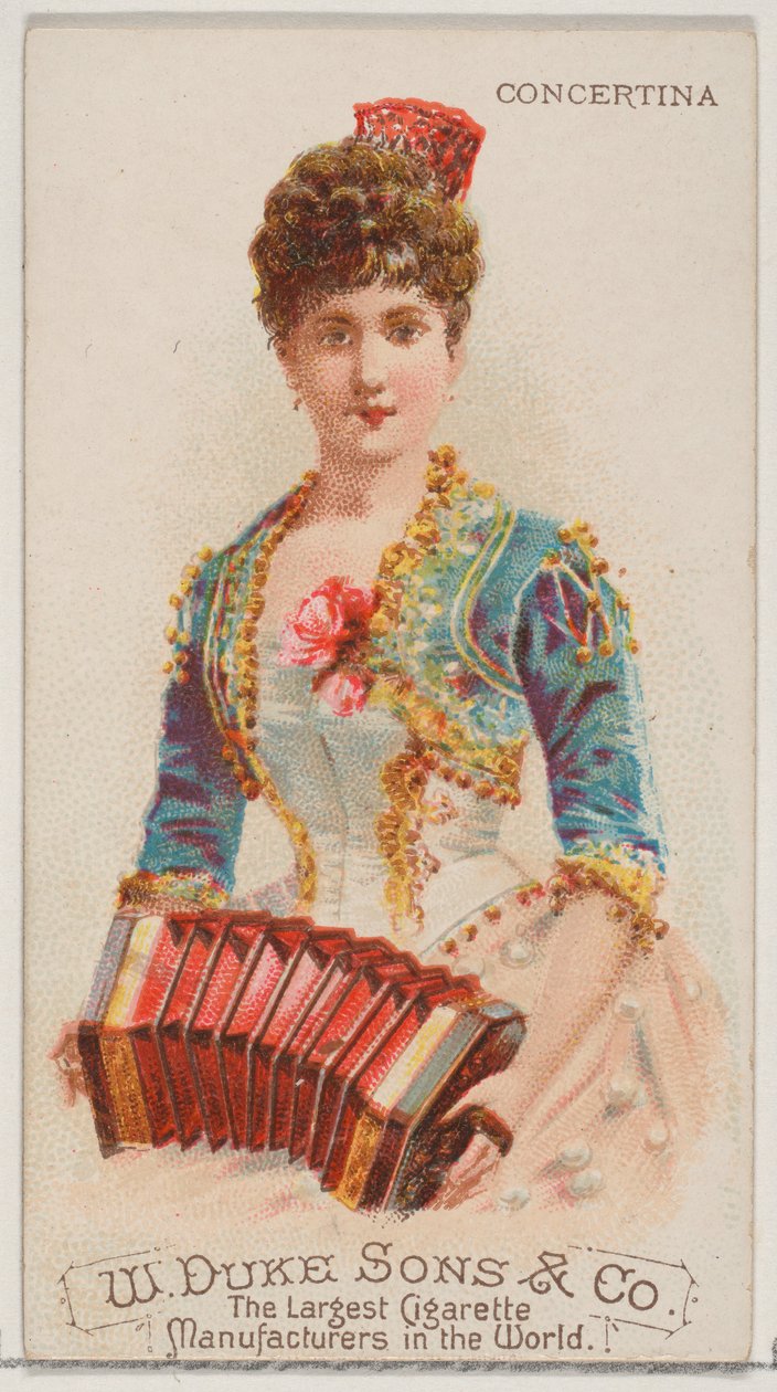 Concertina, Musical Instruments -sarjasta N82 Duke-tuotemerkin savukkeille, 1888, 1888. tekijältä Schumacher and Ettlinger