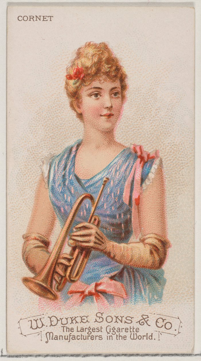 Cornet, Musical Instruments -sarjasta N82 Duke-tuotemerkin savukkeille, 1888, 1888. tekijältä Schumacher and Ettlinger