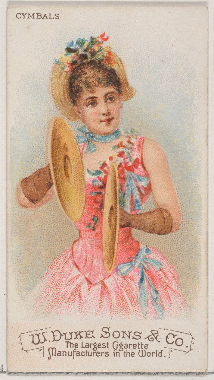 Symbaalit, Musical Instruments -sarjasta N82 Duke-tuotemerkin savukkeille, 1888, 1888. tekijältä Schumacher and Ettlinger