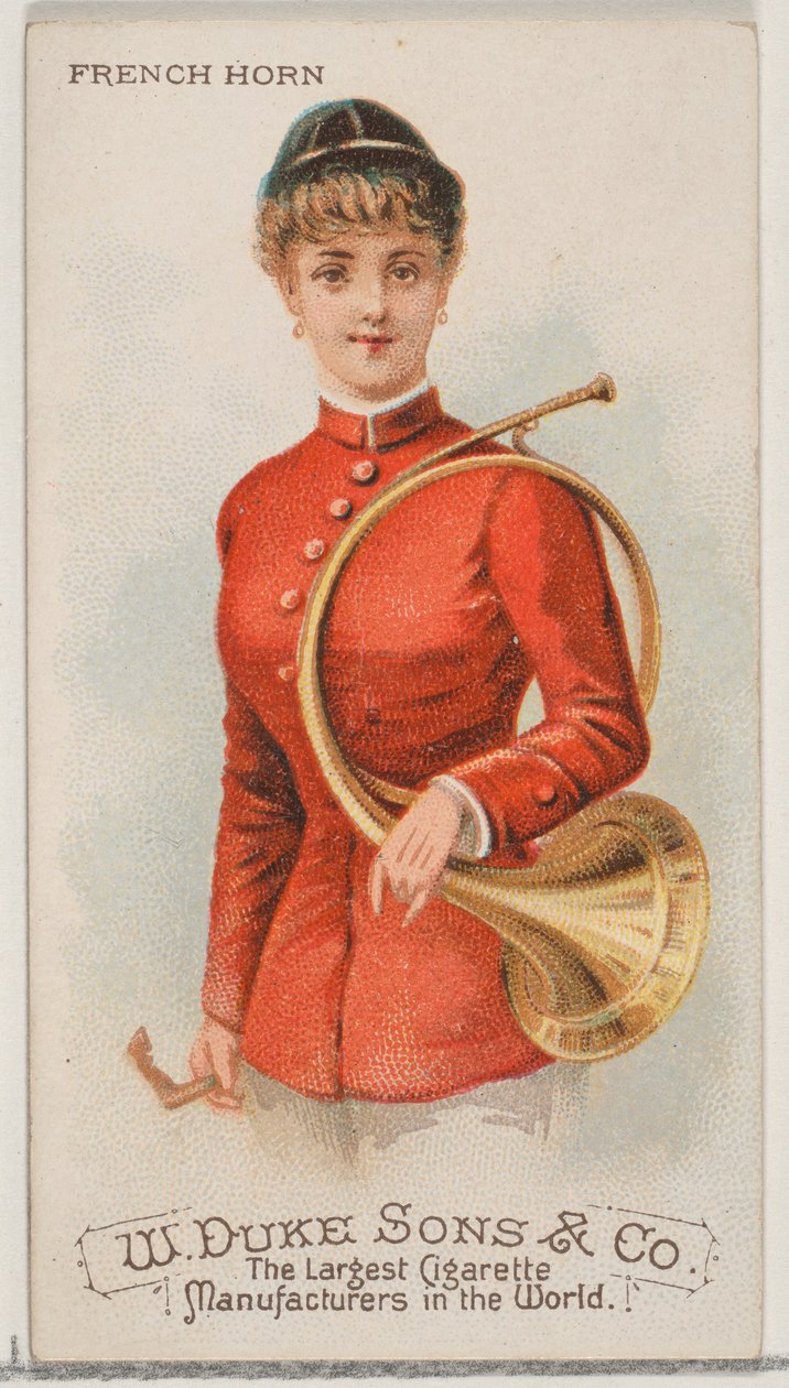 Horn, Musical Instruments -sarjasta N82 Duke-tuotemerkin savukkeille, 1888, 1888. tekijältä Schumacher and Ettlinger