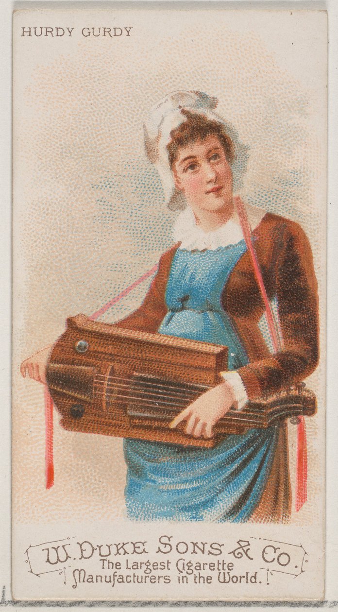 Hurdy Gurdy, Musical Instruments -sarjasta N82 Duke-tuotemerkin savukkeille, 1888, 1888. tekijältä Schumacher and Ettlinger