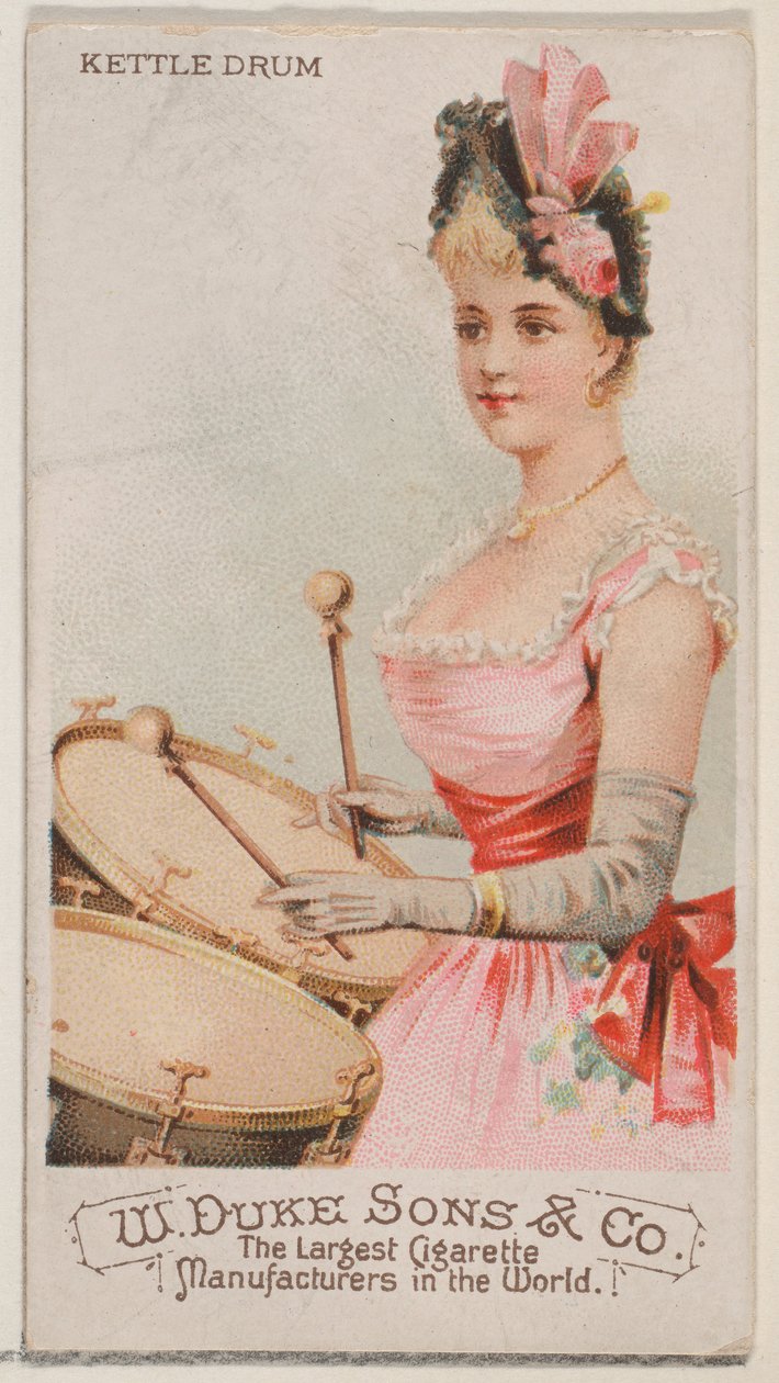 Kettle Drum, Musical Instruments -sarjasta N82 Duke-tuotemerkin savukkeille, 1888, 1888. tekijältä Schumacher and Ettlinger