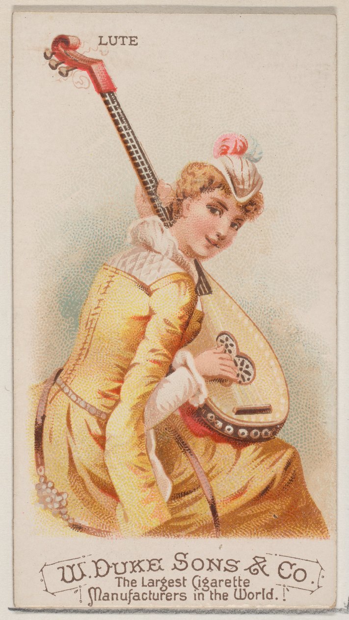 Luuttu, Musical Instruments -sarjasta N82 Duke-tuotemerkin savukkeille, 1888, 1888. tekijältä Schumacher and Ettlinger