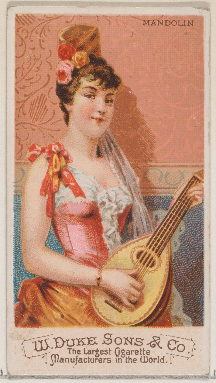 Mandoliini, Musical Instruments -sarjasta N82 Duke-tuotemerkin savukkeille, 1888, 1888. tekijältä Schumacher and Ettlinger