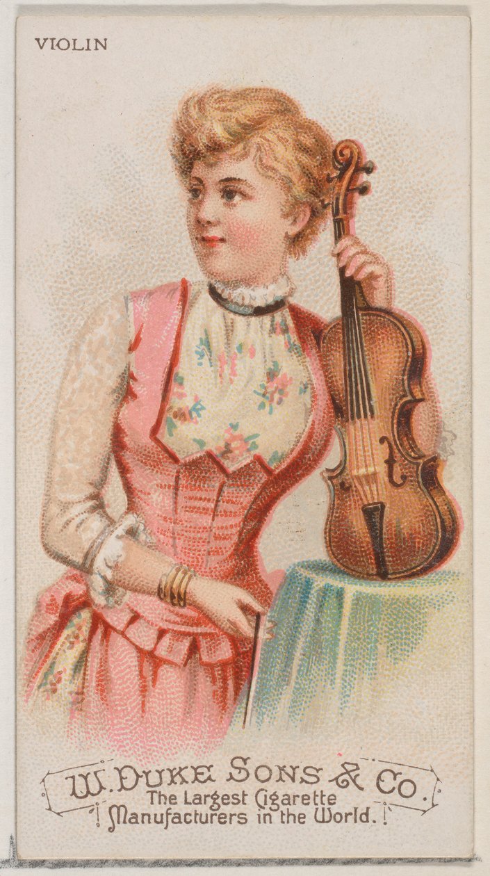 Viulu, Musical Instruments -sarjasta N82 Duke-tuotemerkin savukkeille, 1888, 1888. tekijältä Schumacher and Ettlinger